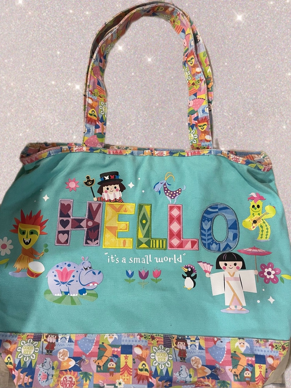 NWT- Disney It's a Small World Teal Multicolor Tote Bag-purchased at Disney